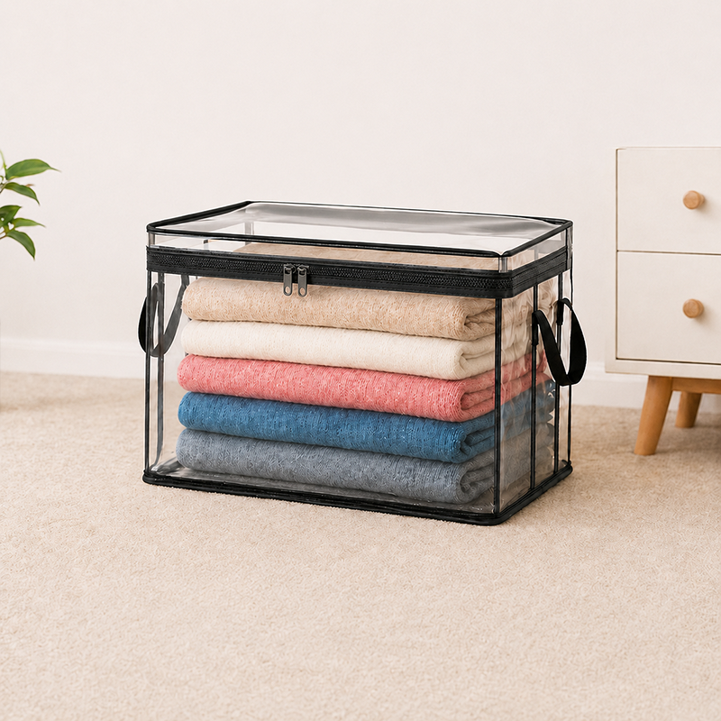 📦Portable Large Heavy-Duty Thick Plastic Clear Storage Box with Hinged Lid