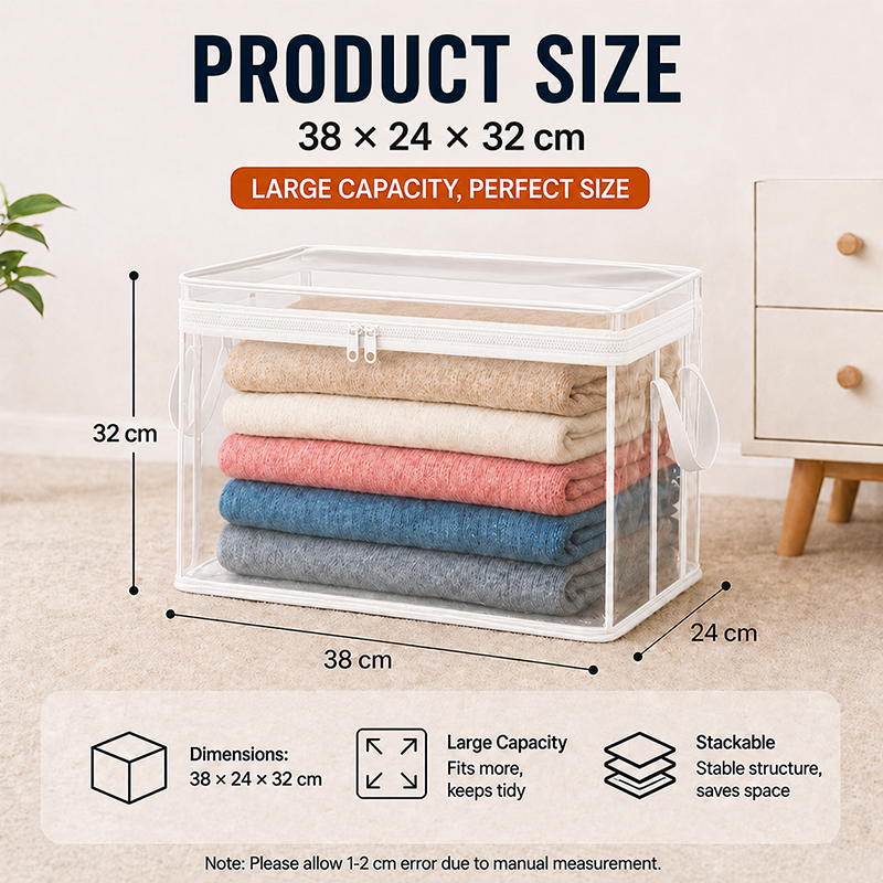 📦Portable Large Heavy-Duty Thick Plastic Clear Storage Box with Hinged Lid