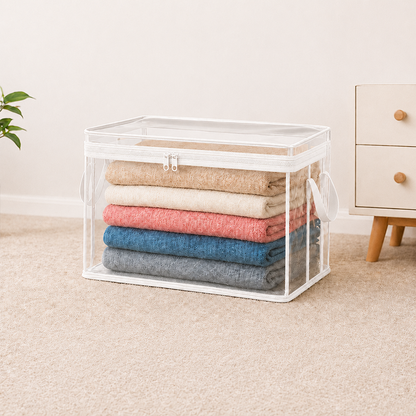 📦Portable Large Heavy-Duty Thick Plastic Clear Storage Box with Hinged Lid