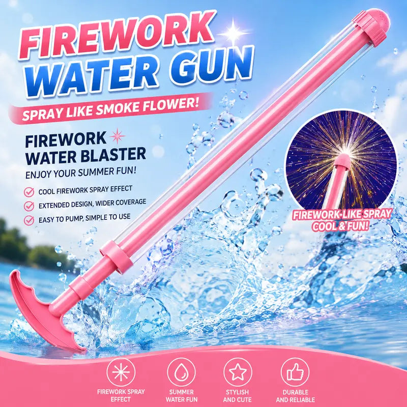 Pink Retractable Water Gun — Summer Outdoor Pool & Beach Water Play Party Toy
