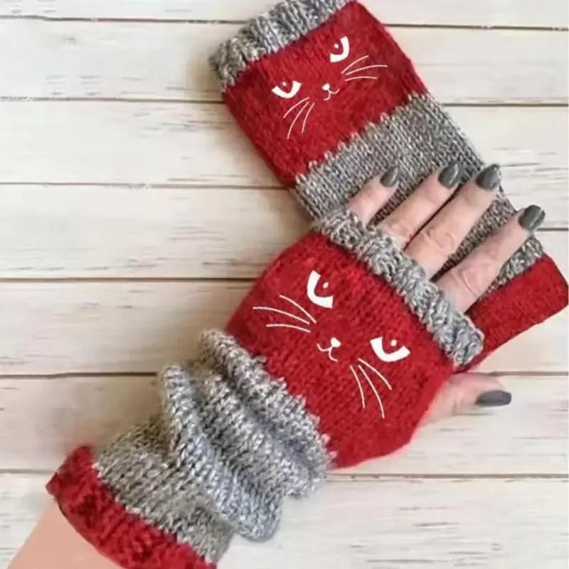 🔥Black Friday Sale Is On Fire!❄️Women’s Knitted Fingerless Gloves with Cute Cat – Cozy, Stylish & Practical Winter Hand Warmers 🐾