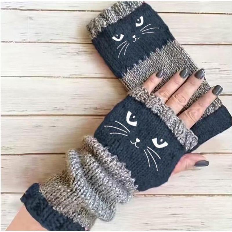 🔥Black Friday Sale Is On Fire!❄️Women’s Knitted Fingerless Gloves with Cute Cat – Cozy, Stylish & Practical Winter Hand Warmers 🐾