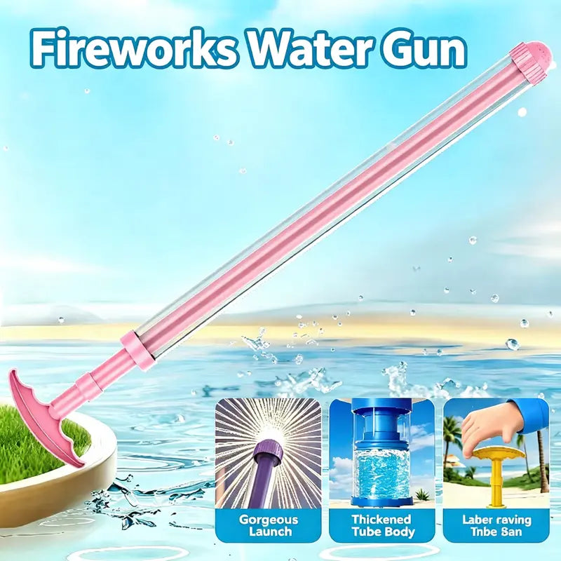 Pink Retractable Water Gun — Summer Outdoor Pool & Beach Water Play Party Toy