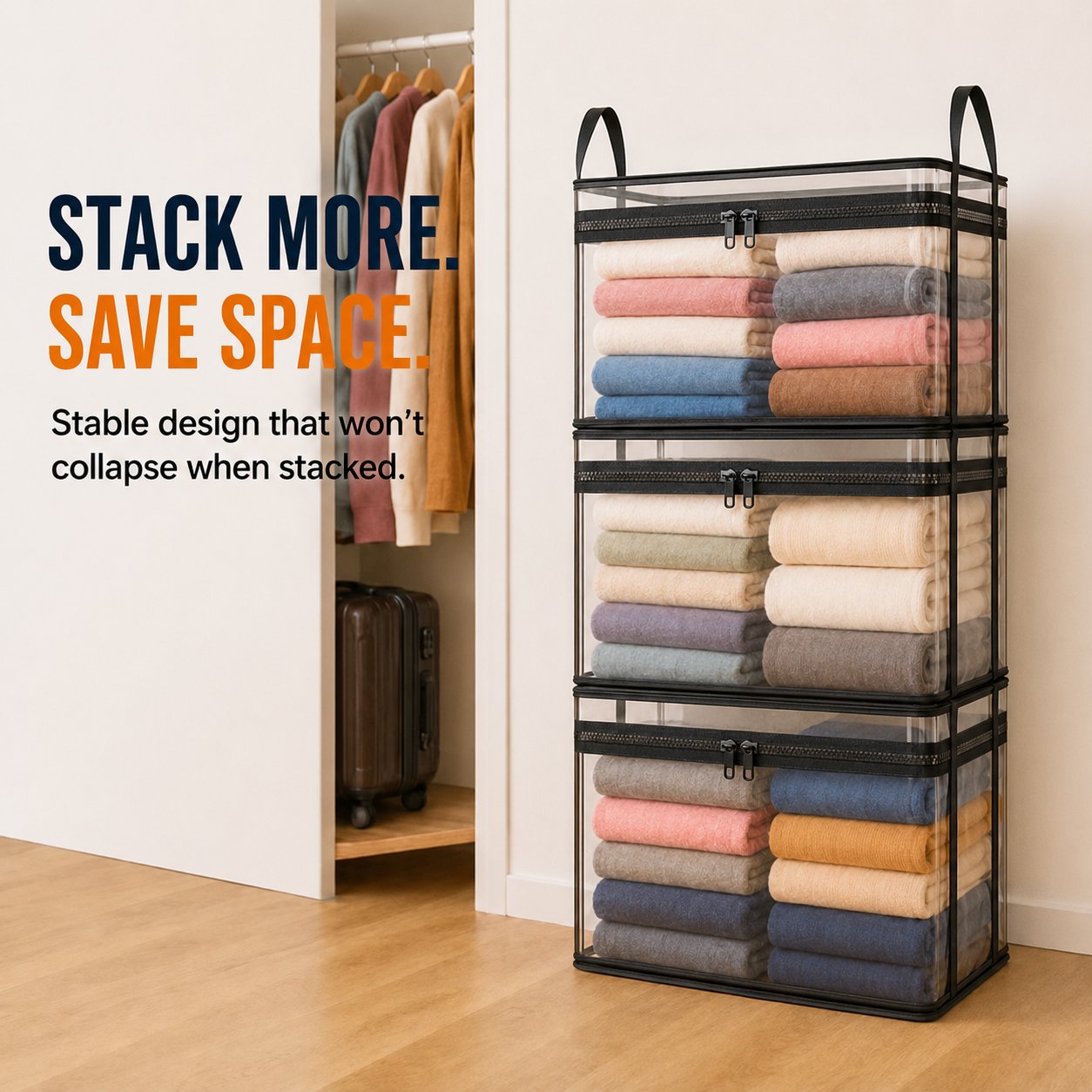 📦Portable Large Heavy-Duty Thick Plastic Clear Storage Box with Hinged Lid