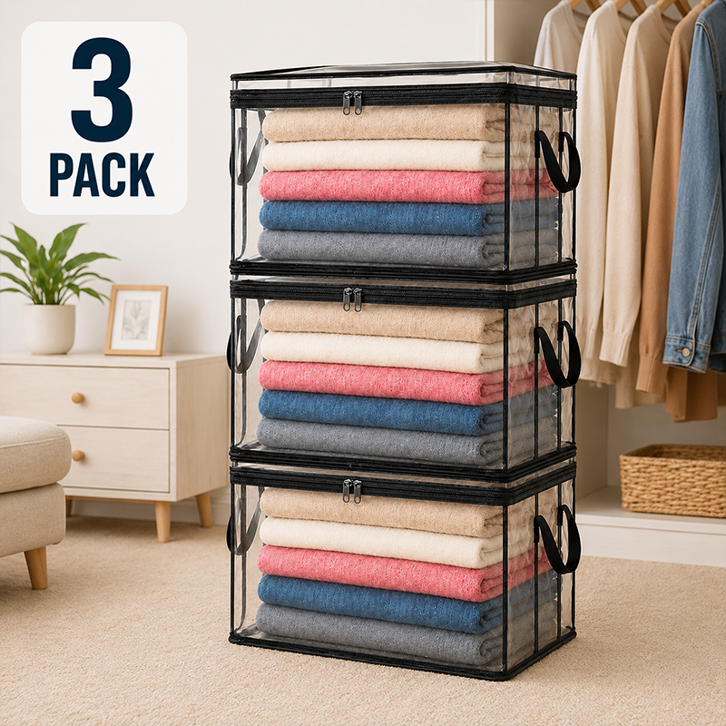 📦Portable Large Heavy-Duty Thick Plastic Clear Storage Box with Hinged Lid