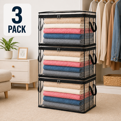 📦Portable Large Heavy-Duty Thick Plastic Clear Storage Box with Hinged Lid