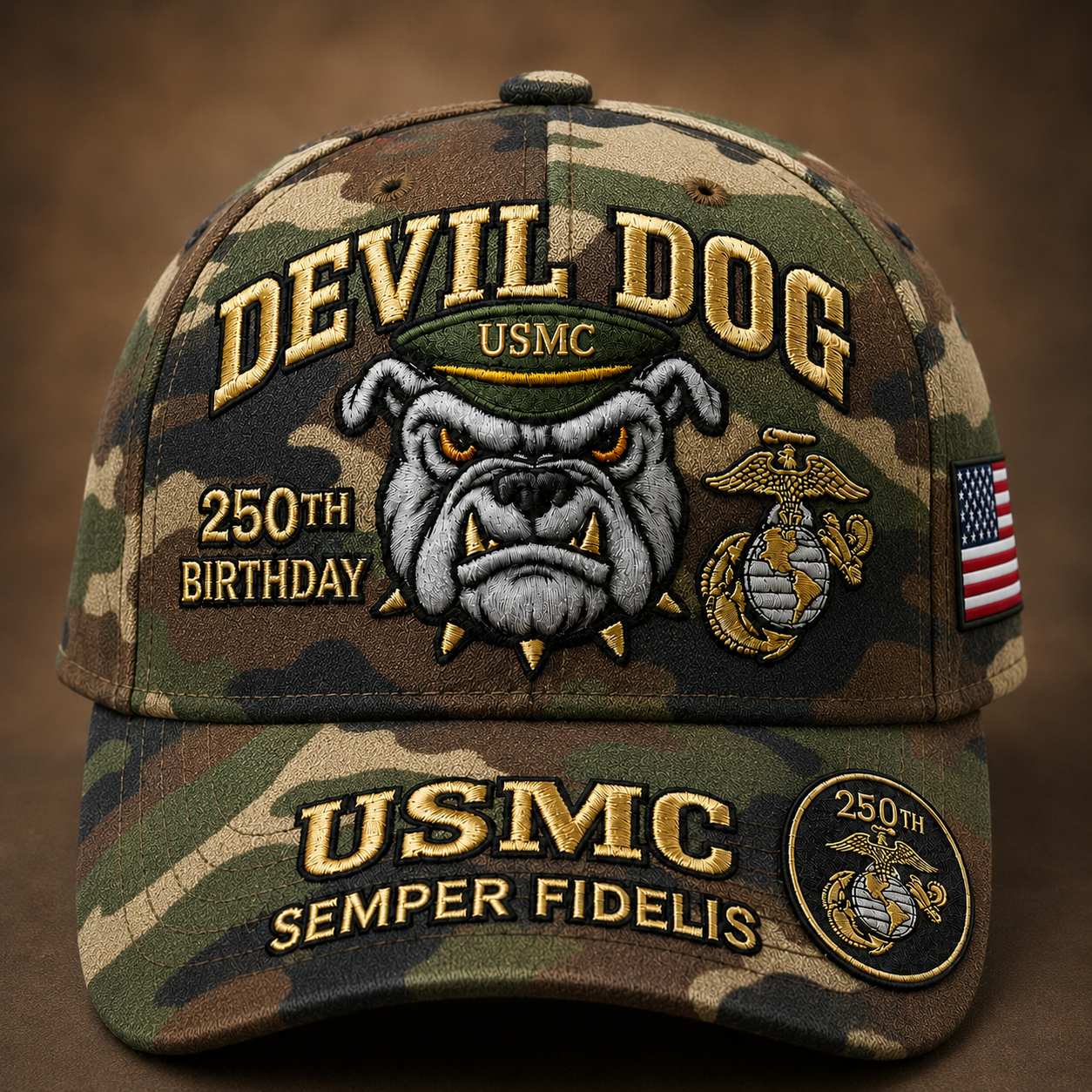 🔥 Father’s Day Sale - ❤️Devil Dog USMC 250th Birthday Commemorative Embroidered Cap（Printed） 🇺🇸