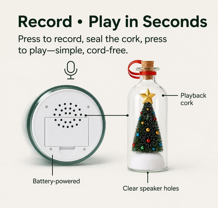 🎅🎄Mr. Christmas Recordable Christmas Tree Message In A Bottle
