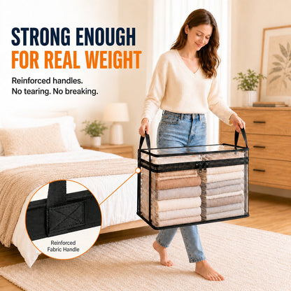 📦Portable Large Heavy-Duty Thick Plastic Clear Storage Box with Hinged Lid